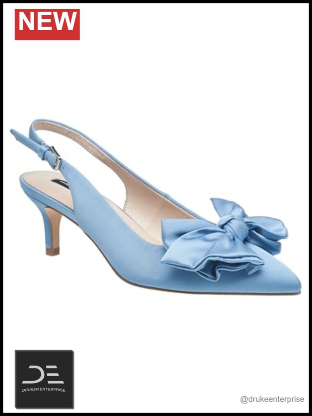 Satin Bow Pumps - Pointed Toe Slingback Kitten Heel Dress Shoes